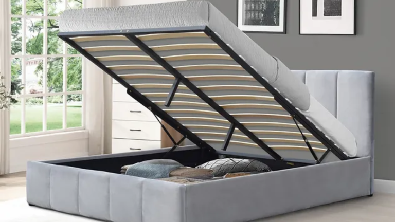 Frankfurt Lift Top Storage Bed Queen Grey Velvet